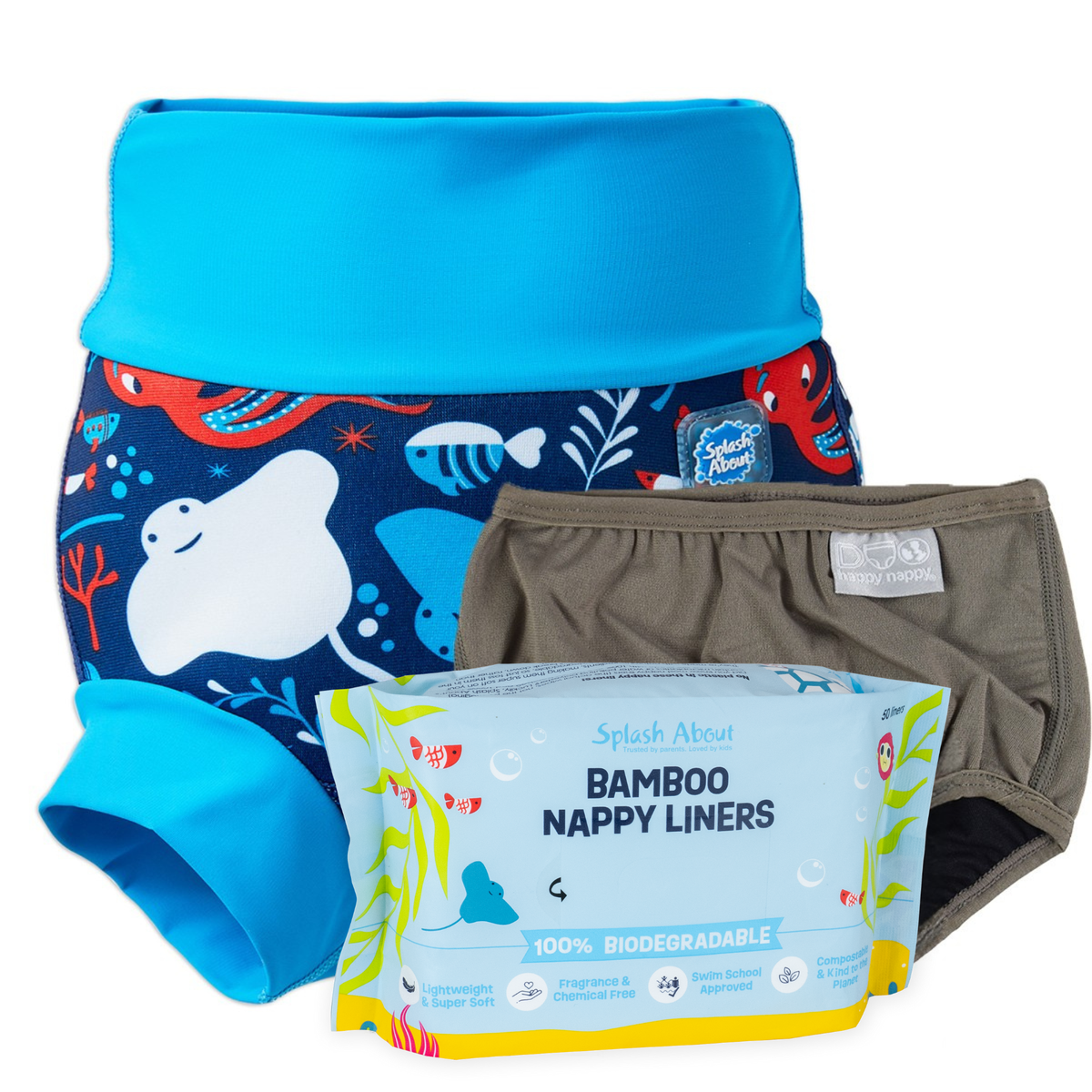 Happy Nappy™, Silver Lining Nappy Wrap & Nappy Liners Bundle