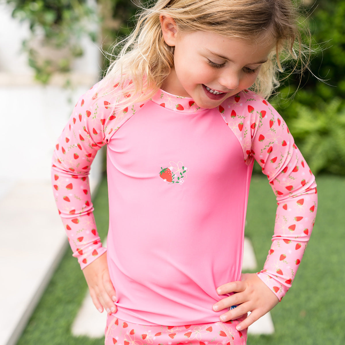 Long Sleeve Rash Vest Strawberry Field