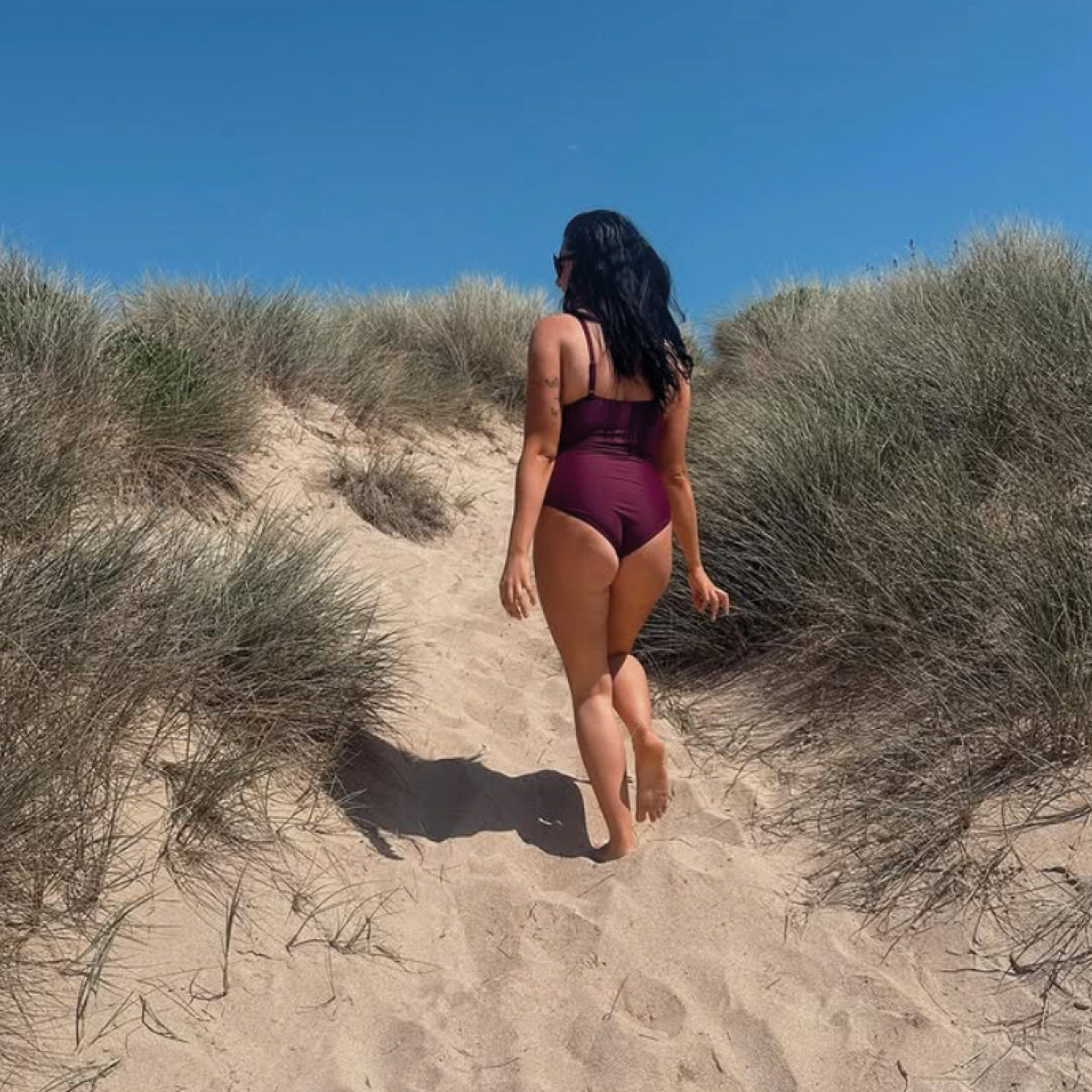 Ladies Swimming Costume Tummy Control Plum