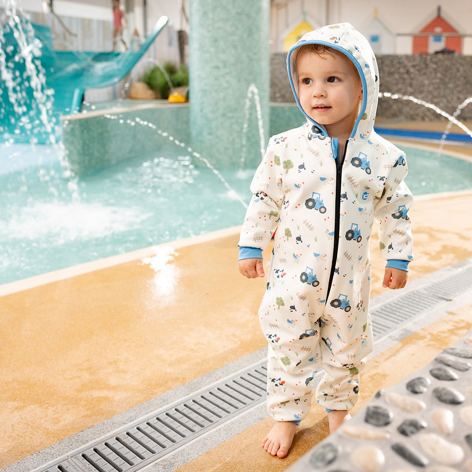 Waterproof Splash Suit and Toy Bundle