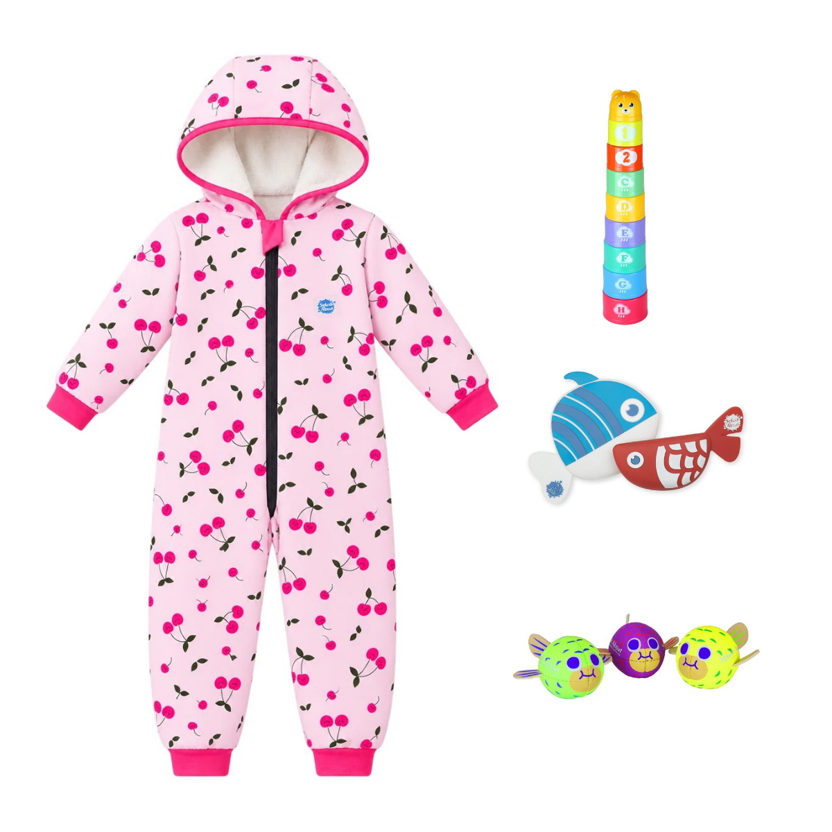 Waterproof Splash Suit and Toy Bundle