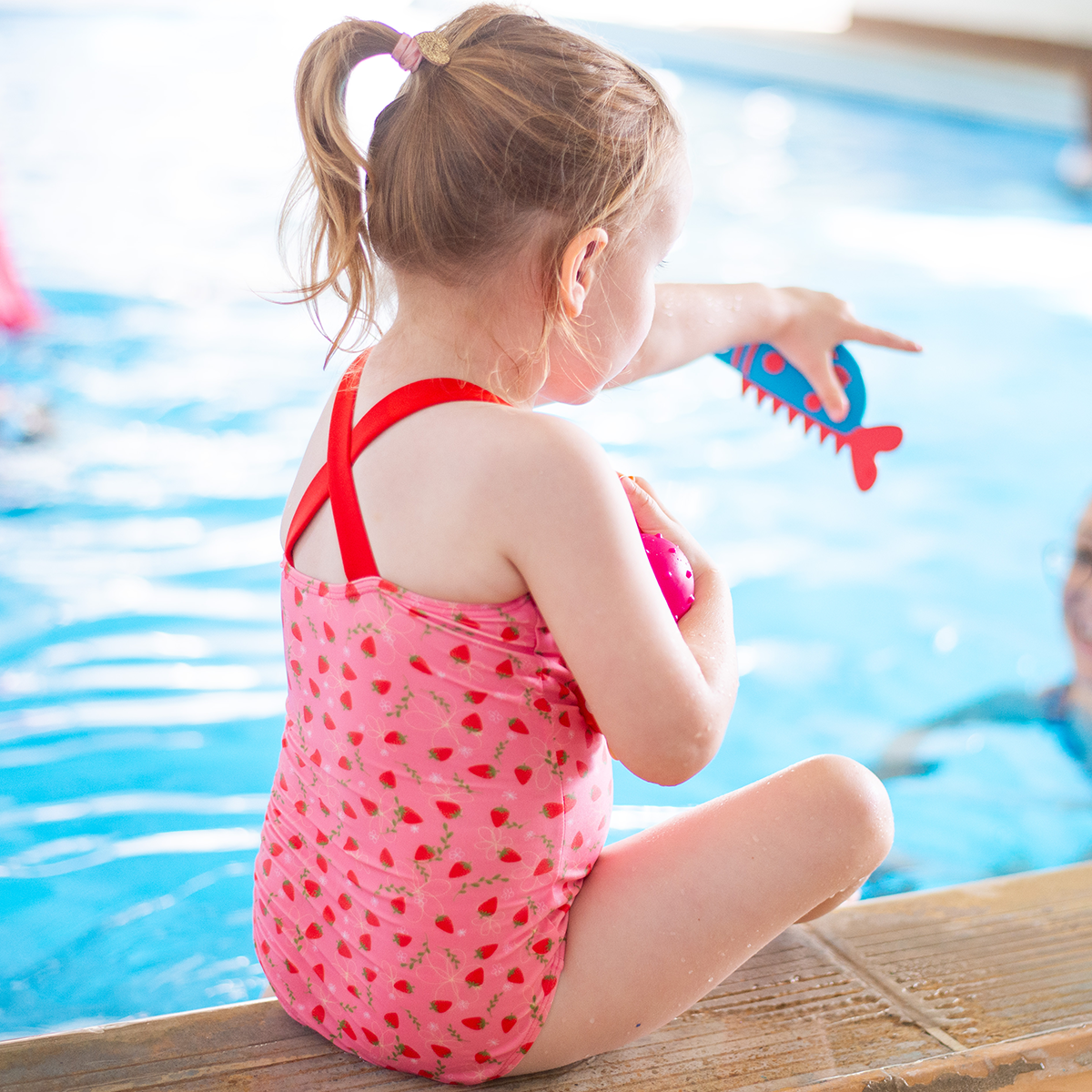 Girls Swimming Costume Strawberry Field