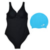 Ladies Swimming Costume & Silicone Swim Hat Bundle