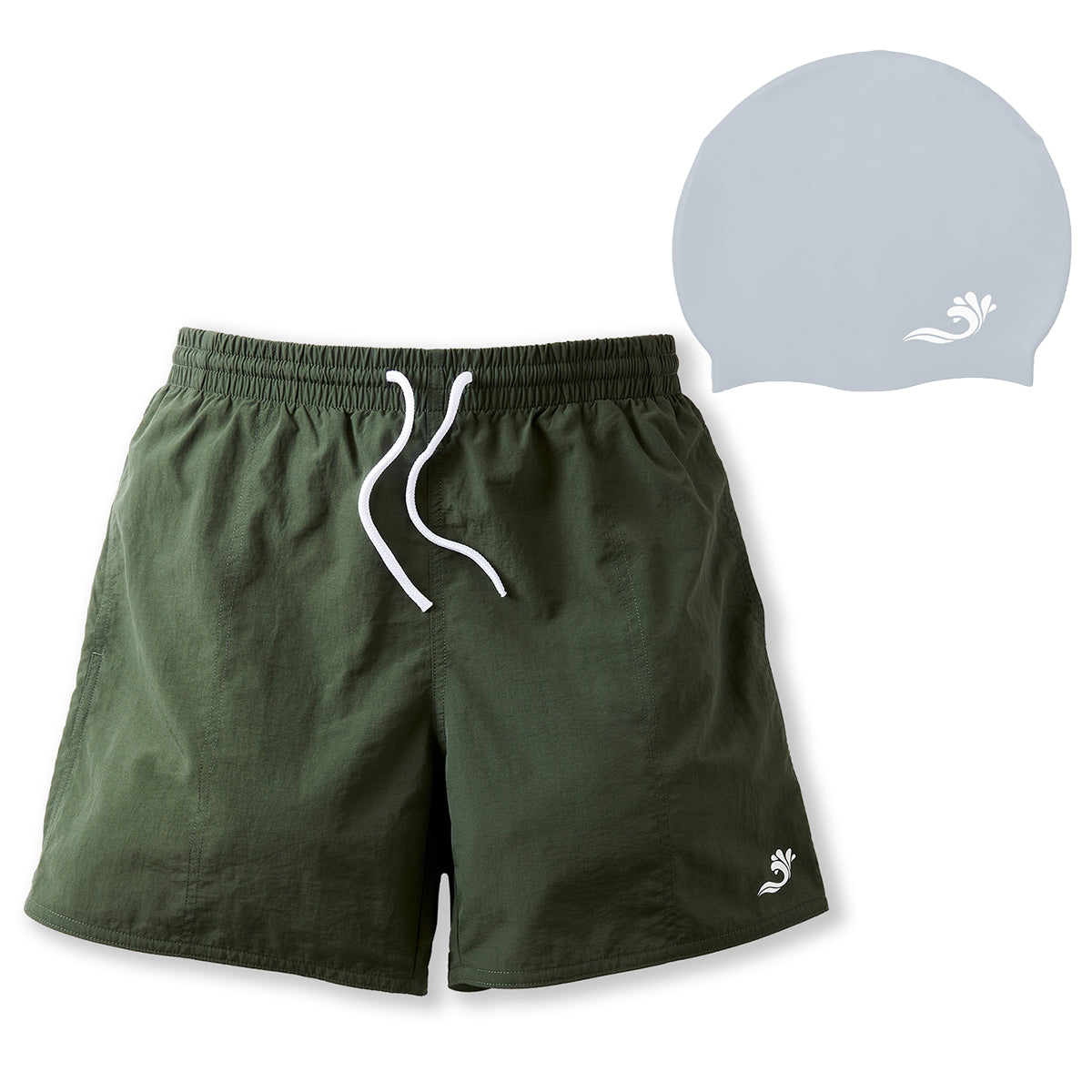 Men Shorts & Silicone Swim Hat Bundle