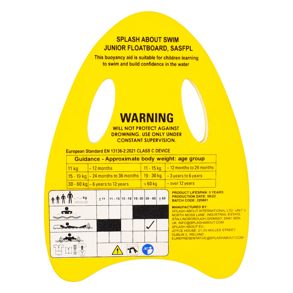 Splash About Junior Kickboard Yellow