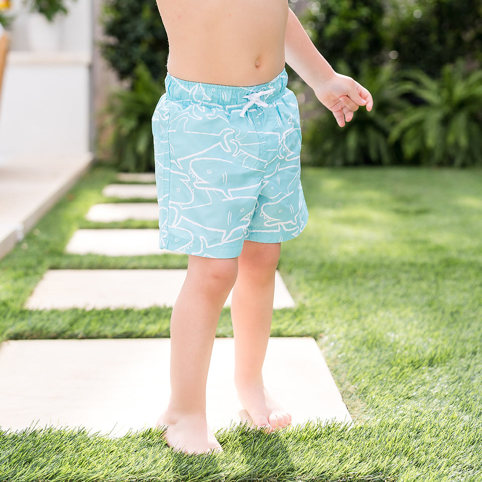 Boys Swim Shorts Shark Aruba Blue