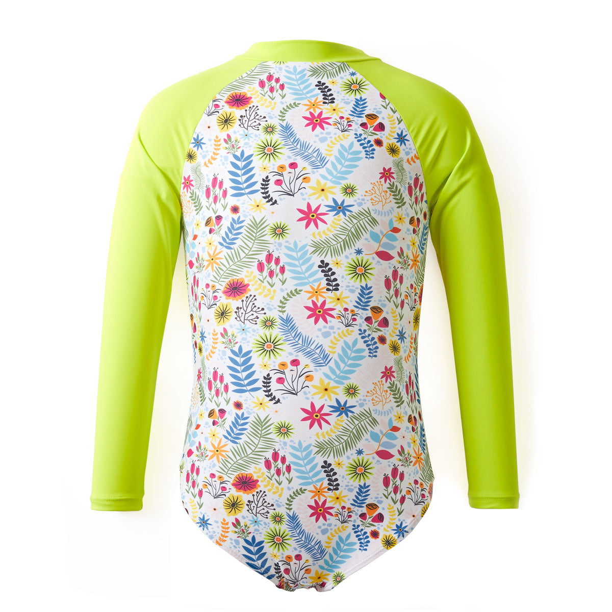 Girls Swimming Costume Sunsuit - Jungle Lime