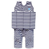 Short John Float Suit Navy & White Stripe with Zip