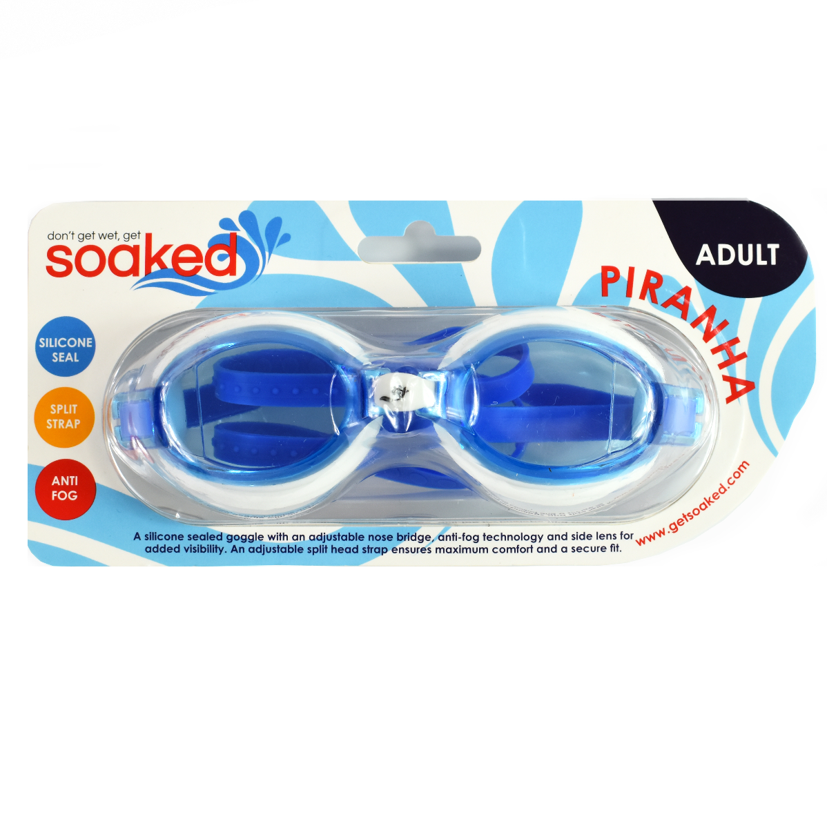 Soaked Adult Piranha Goggles Navy | Shop Online