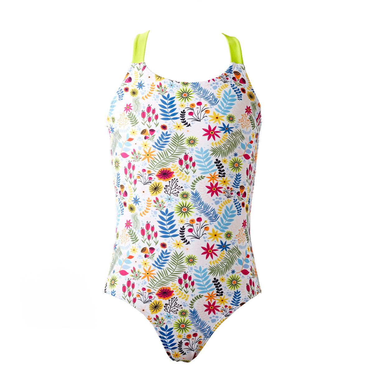 Girls Swimming Costume Jungle Lime