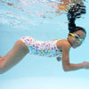 Girls Swimming Costume Jungle Lime