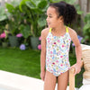 Girls Swimming Costume Jungle Lime