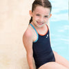 Girls Swimming Costume Sports Blue