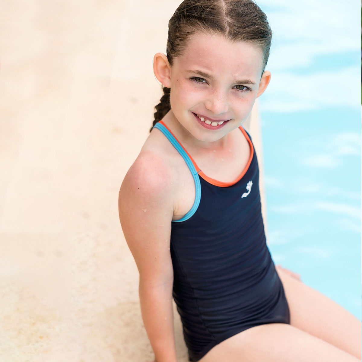 Girls Swimming Costume Sports Blue
