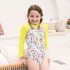 Girls Swimming Costume Sunsuit - Jungle Lime