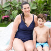 Ladies Swimming Costume Tummy Control Navy