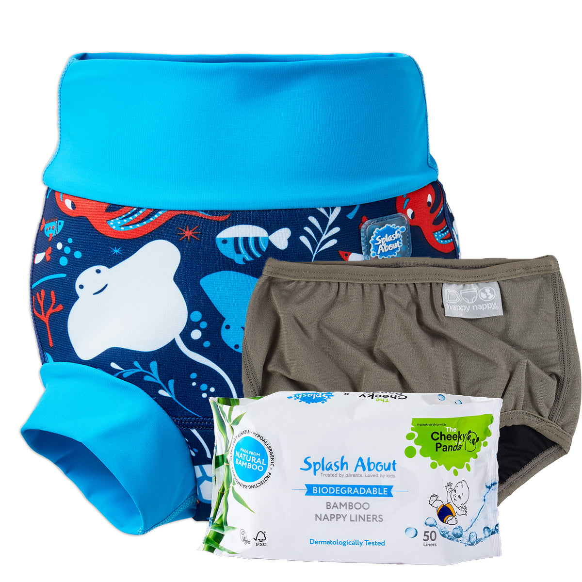 Happy Nappy™, Silver Lining Nappy Wrap & Nappy Liners Bundle